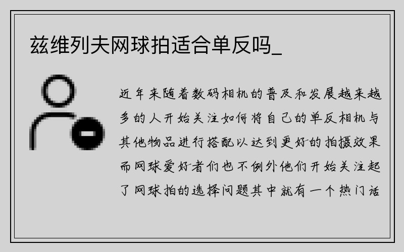 兹维列夫网球拍适合单反吗_